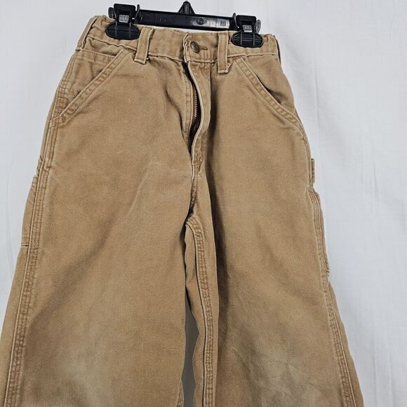 Carhartt Boys Dungaree Fit Size 7 Brown Carpenter Duck Canvas Pants - Picture 3 of 6